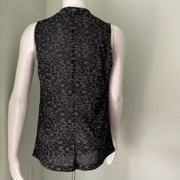 Theory Black & Gray Leopard Print Cowl Neck Tank Mobwife - Picture 4 of 7